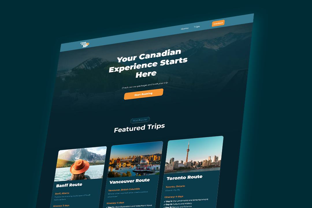 Canadian XP website. Dynamic website for tourism company