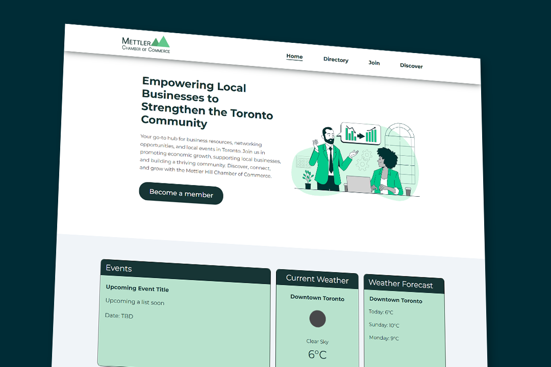 Mettler Chamber of Commerce website. Dynamic website made to demonstrate JavaScript skills.