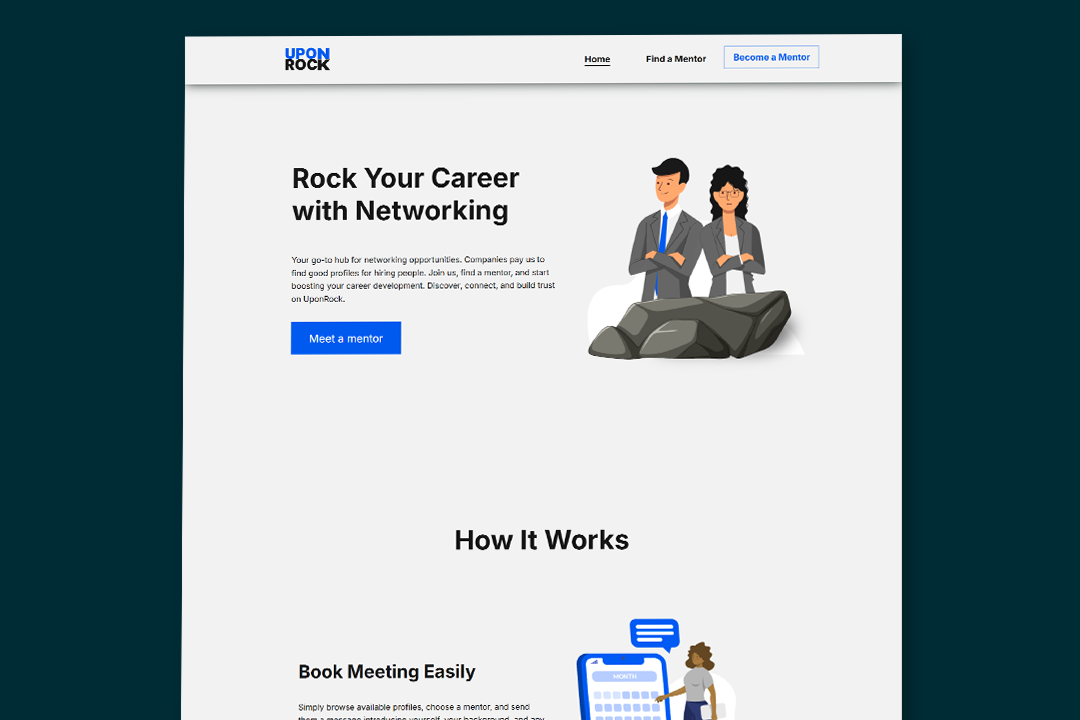 Upon Rock website. Dynamic website for a mentoring platform