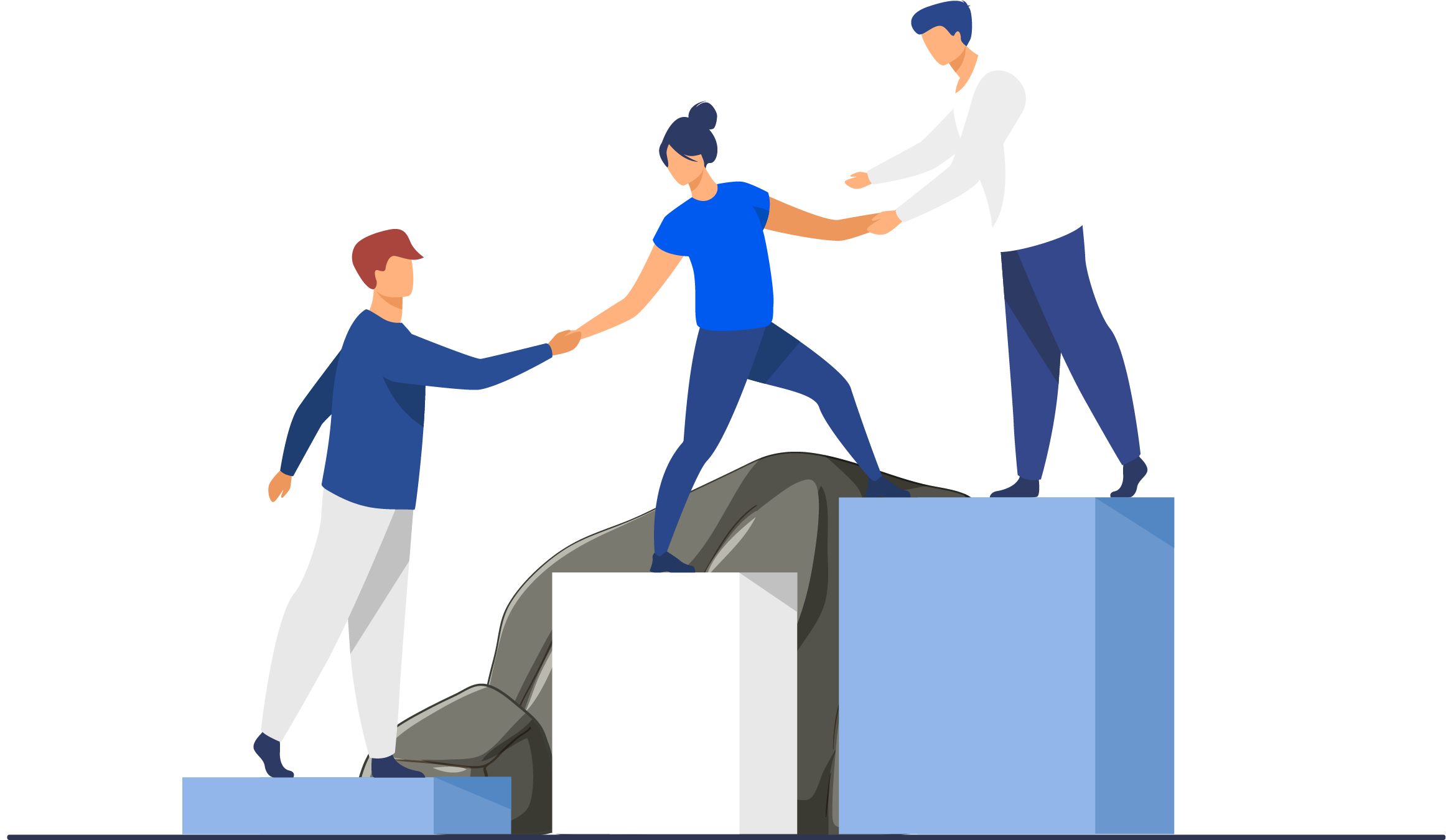 People developing career together through networking at UponRock platform, stepping up one degree at a time